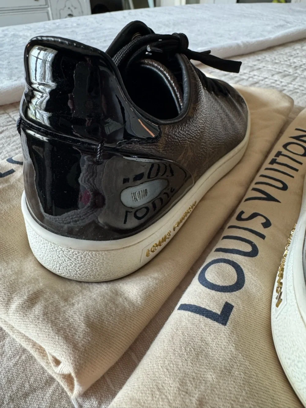 Louis Vuitton Women’s Brown Monogram Low-Top Lace-Up Sneakers - Picture 5 of 9